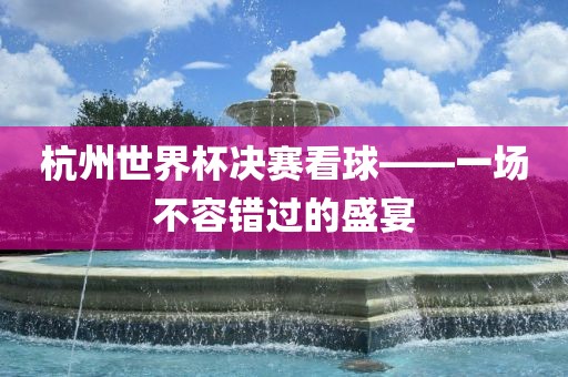 杭州世界杯决赛看球——一场不容错过的盛宴