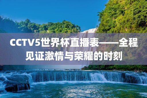 CCTV5世界杯直播表——全程见证激情与荣耀的时刻