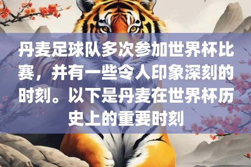 丹麦足球队多次参加世界杯比赛，并有一些令人印象深刻的时刻。以下是丹麦在世界杯历史上的重要时刻