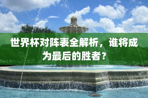 世界杯对阵表全解析，谁将成为最后的胜者？