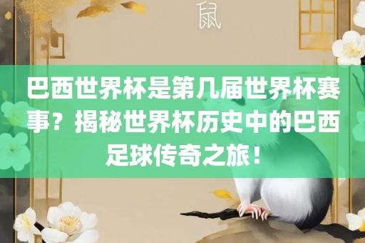 巴西世界杯是第几届世界杯赛事?揭秘世界杯历史中的巴西足球传奇之旅!广州熙林手袋有限公司