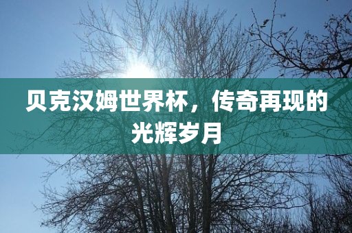 贝克汉姆世界杯，传奇再现的光辉岁月