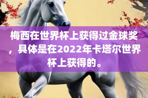 梅西在世界杯上获得过金球奖，具体是在2022年卡塔尔世界杯上获得的。