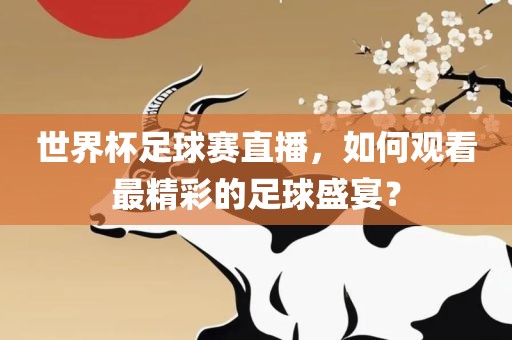 世界杯足球赛直播，如何观看最精彩的足球盛宴？