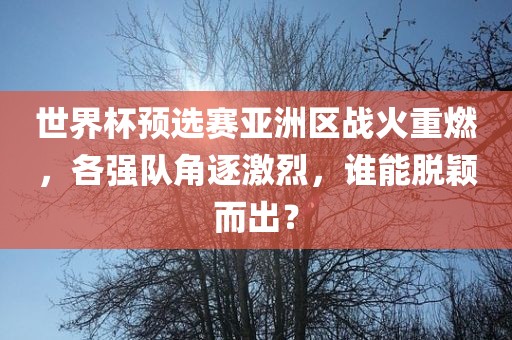 世界杯预选赛亚洲区战火重燃,各强队角逐激烈,谁能脱颖而出?